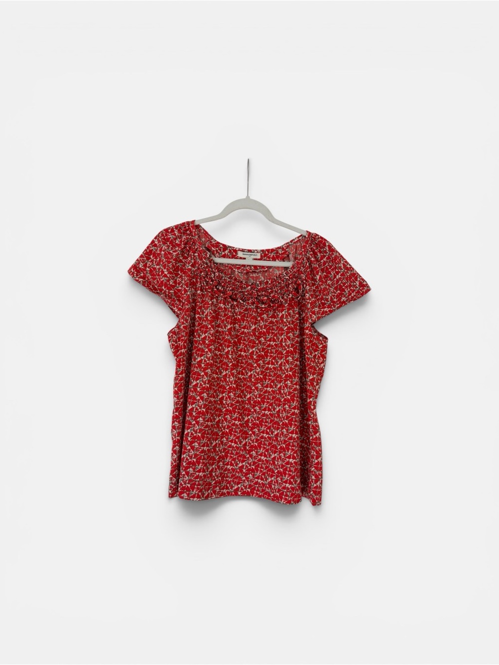 Banana Republic Red Floral Square Neck Top